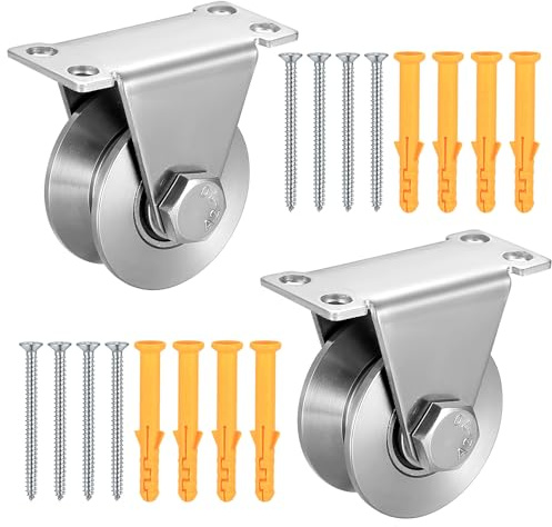 Umlenkrollen für Seile, 2 Stk V-Nut Rollenrad Umlenkrolle Hebekran Seilrolle Flaschenzüge, Seilrollen, Schwerlastrollen für Flaschenzugsystem, Rolltore, Invertierte, Wäscheleine, Tragfähigkeit 200 kg