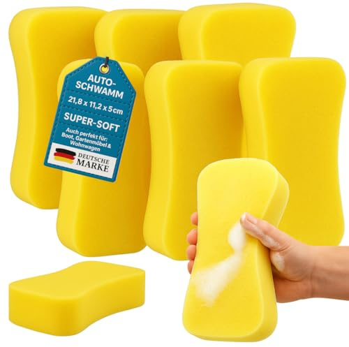 Jumbo Autoschwamm - 6er Set - Allzweckschwamm – lackschonend, kratzfrei, saugstark, entfernt Schmutz mühelos, Reinigung außen und innen, Felgen & Lack und Fenster Auto Boot