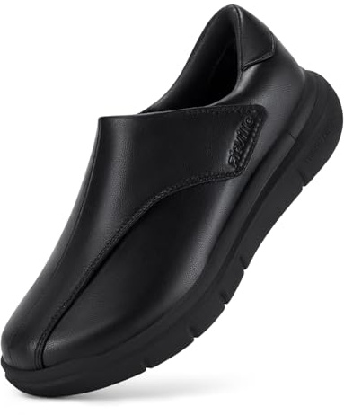 FitVille Extra Larghe Scarpe da Uomo in Pelle con Strappo Scarpe da Passeggio Business Casual per Piedi Gonfi Nero 41 EU X-Larga