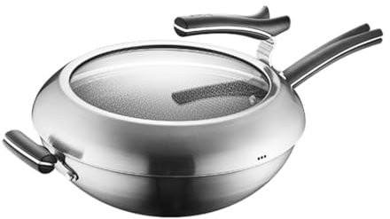 JingYi Store Wok De Acero Inoxidable Wok Doméstico Sartén Antiadherente Sartén Para Tortilla Eléctrica Wok Universal (Color : Silver, Size : 32cm)