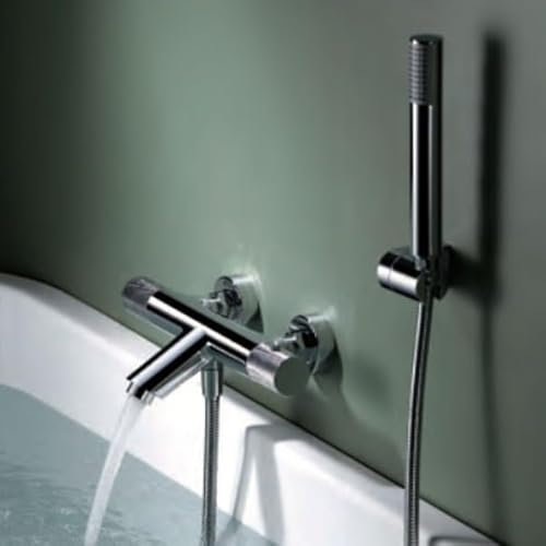 Imex - Robinet de douche thermostatique avec pommeau et flexible | Robinet de baignoire et douche avec support pour pommeau | Robinetterie de douche avec débit de 12 l/min | Série Line | Couleur