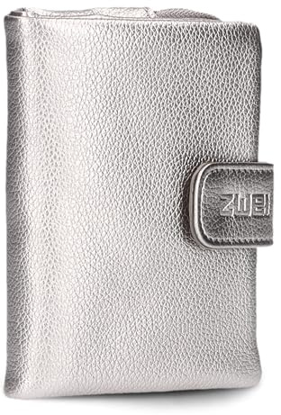 Zwei Damen Geldbörse MW5 weiches Kunstleder (13x10x3cm) Brieftasche aus hochwertigem Kunstleder mit Druckknopf & Reißverschluss, Geldbörse mit Münzfach, 6 Kartenfächern, 1 Scheinfach (Silver)