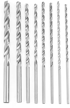 Haosie 8PCS Wood Drill Bits, 200mm Extra Long, Twist, for Soft Metal, Aluminum, Wood, Plastics (4/4.2/4.5/5.5/5.2/6/8/10mm)