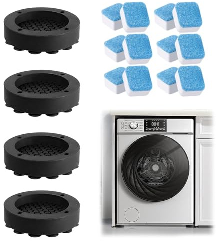 4PCS Anti Vibration Pads for Washing Machine Shock Absorber, Washing Machine Vibration Pads, Washing Machine Anti Vibration, With 12PCS Laundry Effervescent Tablets