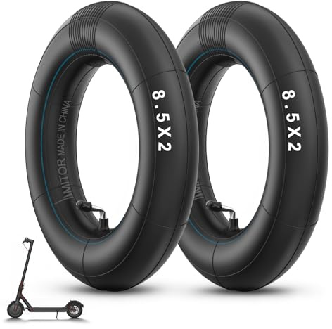 Amitor E Scooter slang 8 1/2 x 2 l för Xiaomi Pro 2 Pro 1S M365, 8 1/2 x 2 slang, förtjockad med silverventil 90°, 20 cm hållbar elsparkcykel, 50/75-6,1, 2 st