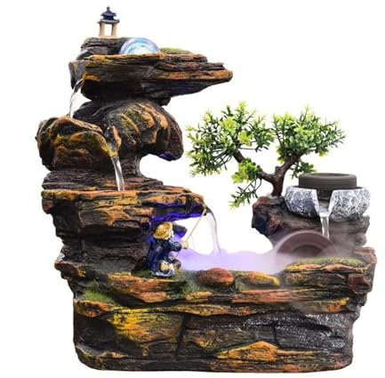 Fontana da interni Feng Shui Prosperity Mountain Auto-Flow Waterfall Vortex Fountain for arredamento aziendale e domestico Home Fontana