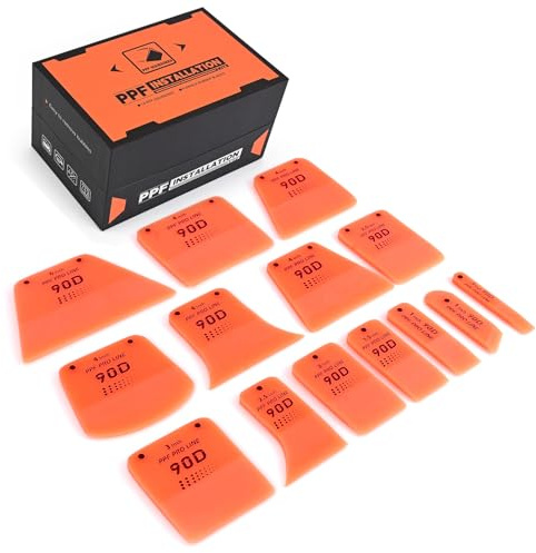 FOSHIO 14PCS PPF Squeegee in Various Shapes, Magnetic PPF Tools for The Front Bumper, Door, Handles Caps and Mirror Covers, Soft TPU Rubber Squeegee Vinyl Wrap Tools in Gift Box Packaging
