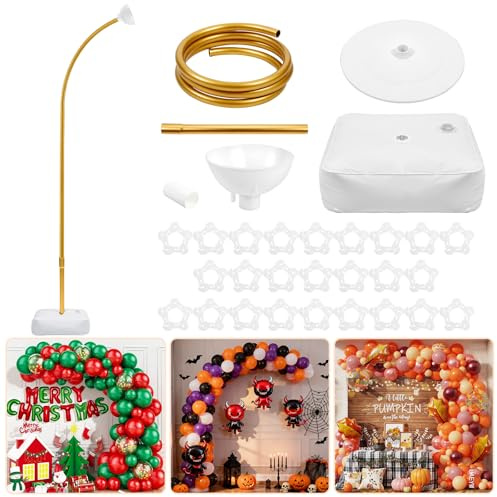 Hafuvool Kit di supporto per arco di palloncini da 2,7 m, supporto pieghevole per mezzo palloncino con base, cornice riutilizzabile per arco di palloncini da pavimento, per matrimoni, feste di