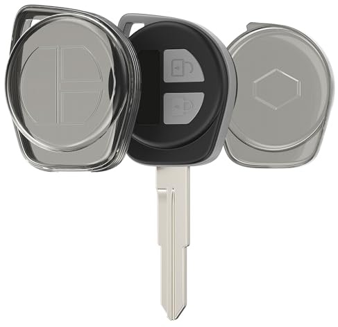 kwmobile Custodia Chiave Auto Compatibile con Suzuki con 2 tasti Smartkey (Keyless Go) Cover - Guscio Telecomando Macchina - TPU Morbido - Case Trasparente - nero/trasparente