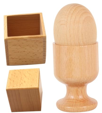 GALPADA Juguetes Montessori de Madera para Coordinación Mano-Ojo para Bebés, 2 Juegos Huevera y Bloque Cuadrado, Sensorial y Educativo para Desarrollo Temprano y Juego en Casa