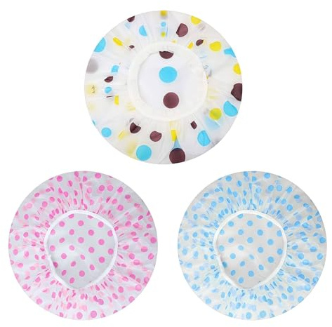 Xanthelle gorro de ducha para mujeres, paquete de 3 gorros de ducha reutilizables e impermeables, protección para el cabello en baño y ducha
