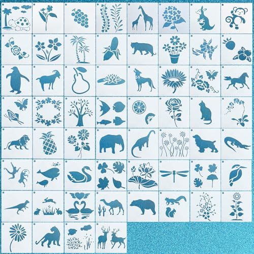 60 stencil per dipingere animali della foresta, modellini bullet journal, plastica riutilizzabile, accessorio per taccuino, album fotografico, decorazione