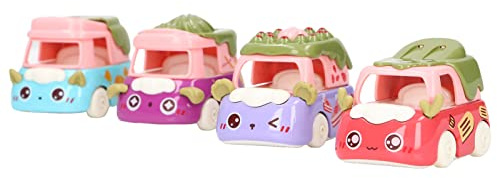 Jectse Reibungsbetriebenes Cartoon-Mini-Spielzeugauto-Set Zum Zurückziehen für Kleinkinder und Mädchen, Langlebiges Niedliches Automodell aus Legiertem Kunststoff für die Entwicklung Mehrerer