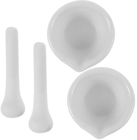 Genérico Juego de 2 Morteros de Porcelana Varillas, Tazones de 60 MM para Triturar Verduras y Frutas en Cocina y Laboratorio Estilo Aleatorio
