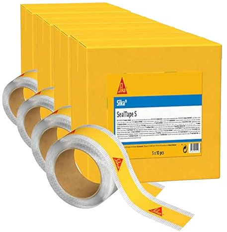 SIKA - Cinta para juntas y juntas de expansión de azulejos de cerámica - SikaSeal Tape S para espacios húmedos - Alta flexibilidad - Resistente al agua - 5 m (Paquete de 4)