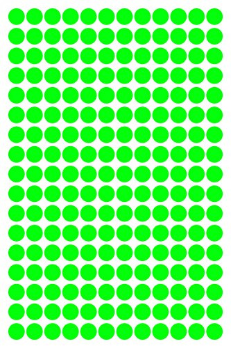 612 Klebepunkte, 10 mm, Neon grün, aus PVC Folie, Markierungspunkte, Punkt, Vinyl, leuchtend, rund, selbstklebend