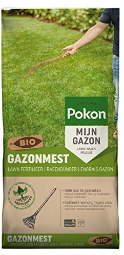 Pokon Bio Rasendünger mit Sofort und Langzeitwirkung zur Ganzjahres- Rasenpflege, mit Extra Magnesium, 250 qm, 17 kg