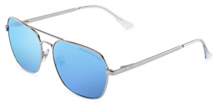 CLANDESTINE - Gafas de Sol Unisex - Colección Pilot - Modelo B-Pilot - Montura de Acero Inoxidable Color Plata - Lentes Antirreflejante de Color Azul - Protección UV 400-142x45mm
