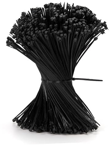 QIMEI-SHOP 500 Pezzi Fascette Plastica Nere 200 mm x 2,5 mm Fascette Elettricista Lunghe Cavi Nylon per Cable Management Giardinaggio
