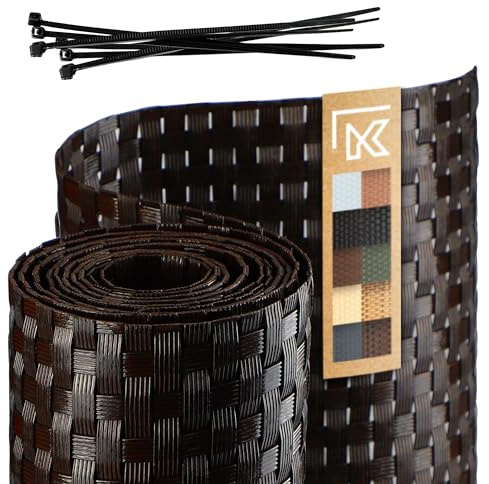 KADAX Valla de Technoratán, 19 x 255 cm, 10 Colores, Tiras de Protección Visual, Rollo para Balcón, Terraza, Protección Contra el Viento (Marrón Oscuro)