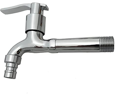 Wasserhahn für Ausgußbecken, Wandarmatur Gartenhahn Auslaufhahn Auslaufventil, Ventil 1/2'' (HV854) Hahn 14cm Lang mit Adapter.