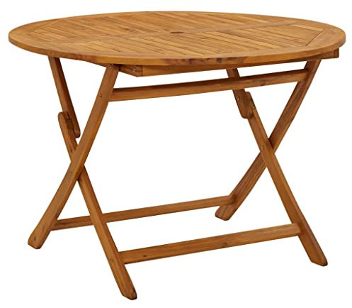Makastle Runder Balkontisch Gartentisch Beistelltisch Holz Tisch für Terrasse Balkon, witterungsbeständig klappbar Ø 110 cm Natur