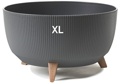 MELTOM Blumentopf Schale mit Füßen Einsatz Kräutertopf Übertopf Pflanzschale Eco Recycled (Anthrazit, XL - 47 cm)