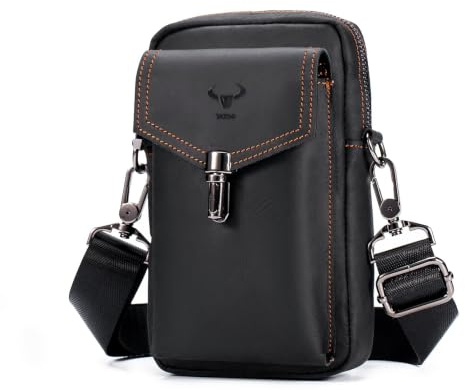 BAIGIO Pochette Homme en Cuir, Pochette Ceinture Téléphone Portable avec Passant, Sacoche Ceinture Homme, Multi-usages Taille Sac