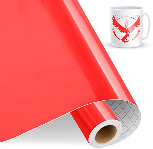 IModeur Vinylfolie Plotter Rot, 30.5cm x 457.5 cm Glänzend Rot Plotterfolie Vinyl für Silhouette Cameo, die meisten Schneidemaschine