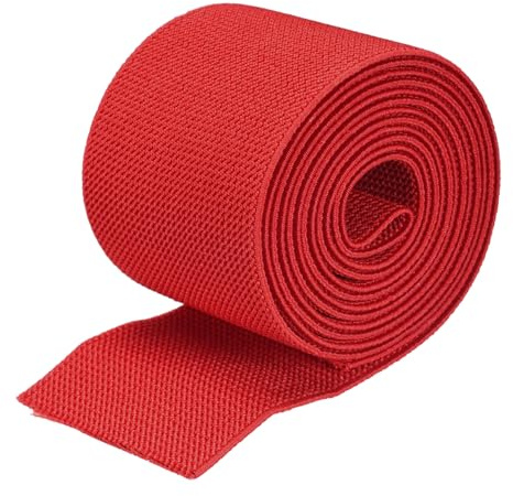 sourcing map Cinta Elástica Ancha de Sarga de Doble-Cara 2, 8 Ancho Rojo | 2 Yardas Longitud, Correa Elástica Tejida, Banda Elástico Pesada, para Costura Cinturilla