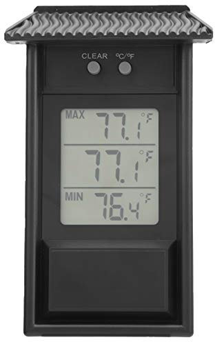 Digitales Max-Min-Gewächshaus-Thermometer, Wasserdichtes Temperaturmessgerät für den Außenbereich, Digitales Gartenthermometer mit Großer Anzeige