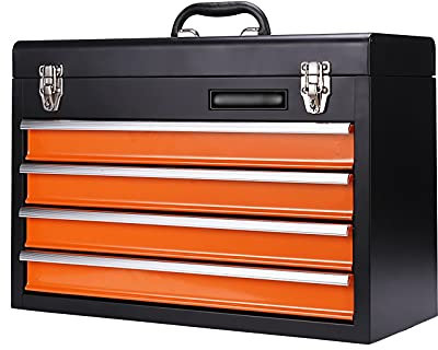 Werkzeugbox/Werkzeugkästen Tragbare Stahlwerkzeugtruhe mit Schubladen Hardwarebox Lagerung Organizer Schrank Heavy Duty Metal Toolbox mit Kugellager-Folien Werkzeugaufbewahrung ( Size : 4drawer )