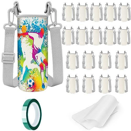 Sublimations-Wasserflaschen-Tragetasche, blanko, isoliert, Neopren, Wasserflaschenhalter, Crossbody-Tasche für 750 ml, mit verstellbarem Riemen, für Erwachsene und Kinder, Wandern, Spazierengehen, 13