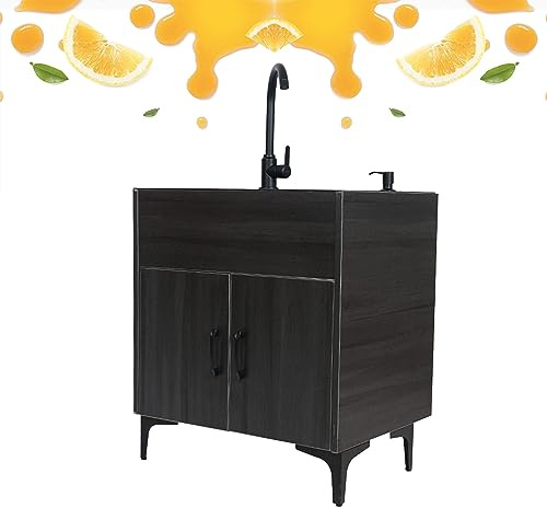 Lavandino in bianco e nero con armadio, per garage, ristorante, cucina, lavanderia, esterno (colore: nero, Si