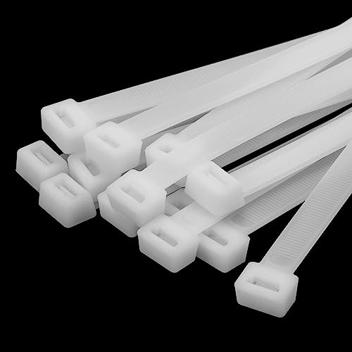 Armpow 40pièces 12x600mm Résistance à la traction 114KGS/250LBS Serre-câbles Longues Attaches à glissière robustes résistantes aux UV attaches de câble en nylon épaispour la gestion des câbles(Blanc)
