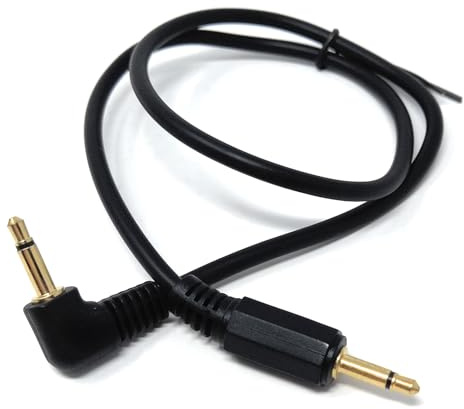 DRUT 50cm 3.5mm Mono to 3.5mm Mono Jack Plug Right Angle Audio 1/8'' AUX | Cord Cable Lead Black Gold 0.5ft
