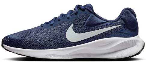 NIKE Revolution 7, Zapatillas para Correr Hombre, Hoja Azul Marino Medianoche Platino Puro, 41 EU