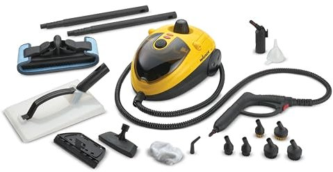 WAGNER Power Steamer 915 E, multifunzione pulitore a vapore con 18 accessori, pressione 3,5 bar, tempo di vapore circa 40 min., 1,2lt, capacitá serbatoio, 2,4 mt lunghezza del tubo, 1500 W