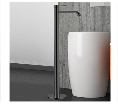 WRJAHCG Badewanne Standarmatur Freistehende Messing Wannenarmatur 360° Drehen Standarmatur Bodenstehende Wannenarmatur Einzelgriff,Grau