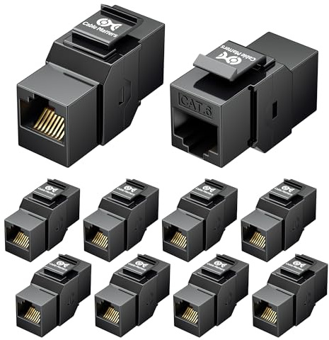 Cable Matters [UL Listed] 10-Pack 10Gbps Cat6 Keystone Coupler, RJ45 Keystone Jack Coupler/Ethernet Female to Female Modular Jack in Black for Patch Panel, Wall Plate