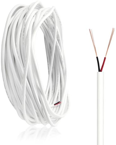 ZoZoMaiy 10m 2 Core PVC Flexible White Electrical Wire - 22AWG, 3.5mm Twin Cable, Cuttable, For Low Power Household Appliances