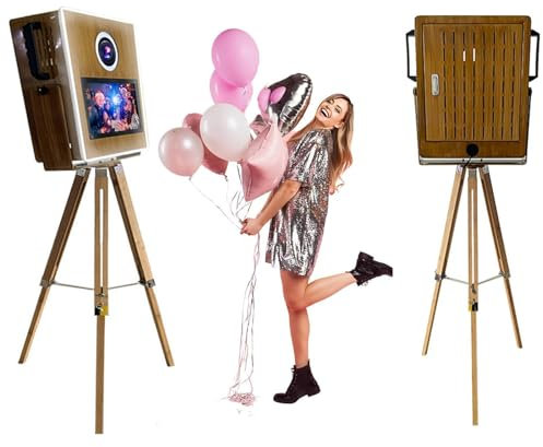 15,6-Zoll-Touchscreen – Fotokabine aus Holz (90°-Drehung) + Fernbedienung, DSLR-Fotokabine + Win10-Mini-PC + Fülllicht + Flightcase, für Veranstaltungen, Hochzeiten, Vermietung