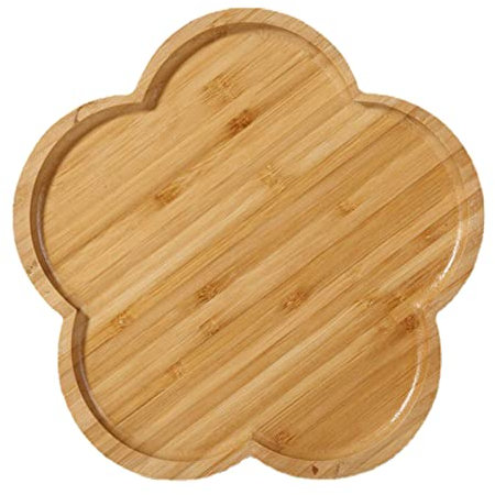Bandeja De Bambú Para Servir, Bandeja Redonda De Madera Para Comer, Trabajar, Almacenar, Fuente Para Servir Utilizada En Dormitorio, Cocina, Sala De Estar, Baño, Hospital Y Al Aire Libre(F)