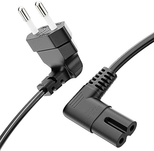 sonero Stromkabel Netzkabel 2 Polig, 0.50m, Eurostecker Typ C Netzstecker auf IEC Buchse C7 Euro 8 Stecker, 90° Winkel Netzteil Strom Kabel für TV, PS5, PS4, PS3, Haushaltsgeräte, schwarz
