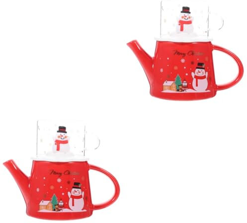 Cabilock 2 Set Tazza Bollitore Di Natale bollitore per tè pupazzo di neve regali di favore della festa di natale tazze natalizie tazza natalizia teiera in ceramica domestica Bicchiere