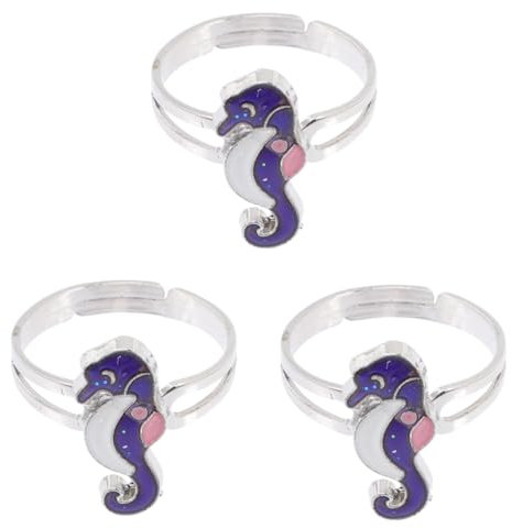 SOIMISS 3St Farbwechselnder Seepferdchen-Ring Thermochromer Ring Farbwechselring kinder Hippocampus-Fingerring damenringe Stimmungsring offener Handring Cartoon-Ring Zinklegierung