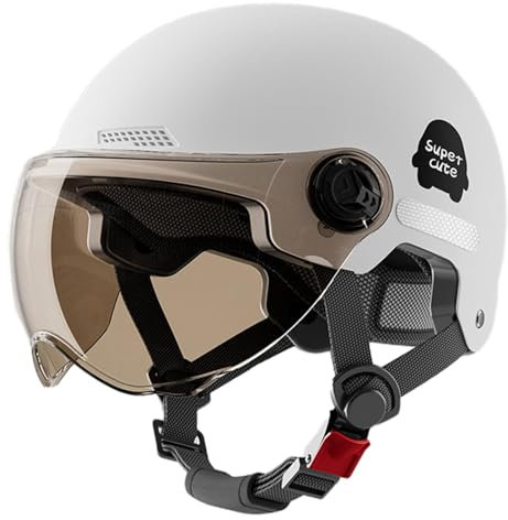 Generico Casco Moto Aperto con Visiera, Casco per Moto Adulto, Casco da Moto Aperto con Visiera Parasole, Elmetto per Scooter 3/4 Unisex, Casco Aperto per Scooter da Crociera per Ciclomotori