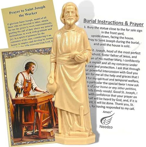 Xiciki Saint Joseph Statue for Selling Houses, Set with Instruction and Prayer Cards, Saint Joseph Statue for Selling Home, 2.36 Inch Saint Joseph Statue Bookroom Statue,