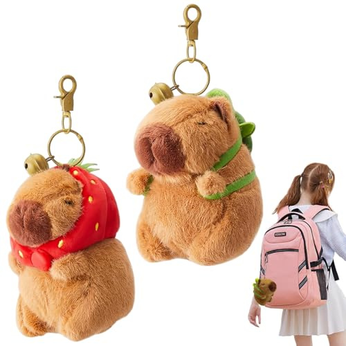 2 Pezzi Capybara Peluche Portachiavi Giocattoli,Capibara Peluche Portachiavi Personalizzato,Portachiavi Auto Donna Portachiavi Peluche per Figlia Figlio Sorelle Amici Mamma Promemoria Accessori