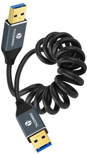 Thzzhnno Cavo spirale USB 3.0, Cavo Spirale Dati USB A 5Gbps per telecamera, lettore DVD, TV, flash, hub, monitor, altoparlante (Estendere da 95MM a 1M)